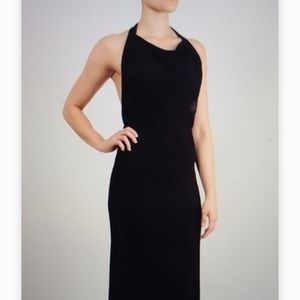 NWT L' Agence Black Halter Cowl Column Dress